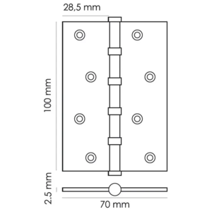 MS 100X70X2.5-4BB SG, стальная петля универсальная 1шт., матовое золото MS 100X70X2.5-4BB SG, стальная петля универсальная 1шт., матовое золото