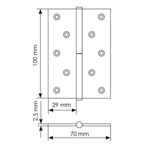 MSD 100X70X2.5 AB R, стальная петля правая, бронза