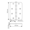 MS-C 100X70X2.5-4BB SG, петля стальная Morelli скругленная универсальная, цвет - матовое золото
