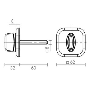 Ручка поворотная BKW8x60 XL (хром) CP-8