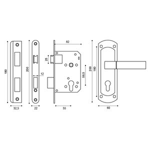 Замок врезной цилиндровый с защёлкой в комплекте с ручкой KIT P25 5558 ORION SN/CP, W/B Замок врезной цилиндровый с защёлкой в комплекте с ручкой KIT P25 5558 ORION SN/CP, W/B