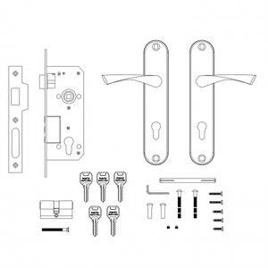 Замок врезной цилиндровый с защёлкой в комплекте с ручкой KIT P90 4585/3 CRONA AB (бронза), 5 кл. Замок врезной цилиндровый с защёлкой в комплекте с ручкой KIT P90 4585/3 CRONA AB (бронза), 5 кл.