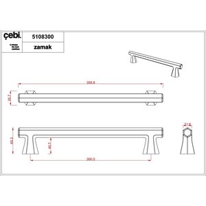 Дверная ручка скоба CEBI A5108 300 мм MP11 (глянцевое золото) серия THOR
