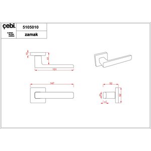 Дверная ручка CEBI LETA SQ , золото матовое Дверная ручка CEBI LETA SQ , золото матовое