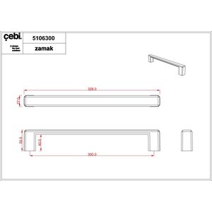 Дверная ручка скоба CEBI A5106 300 мм MP02 (хром) серия CARLI