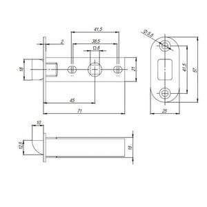 Защелка PLASTPL45-R25 (PL45-R25) (врезная) SN мат. никель упаковка